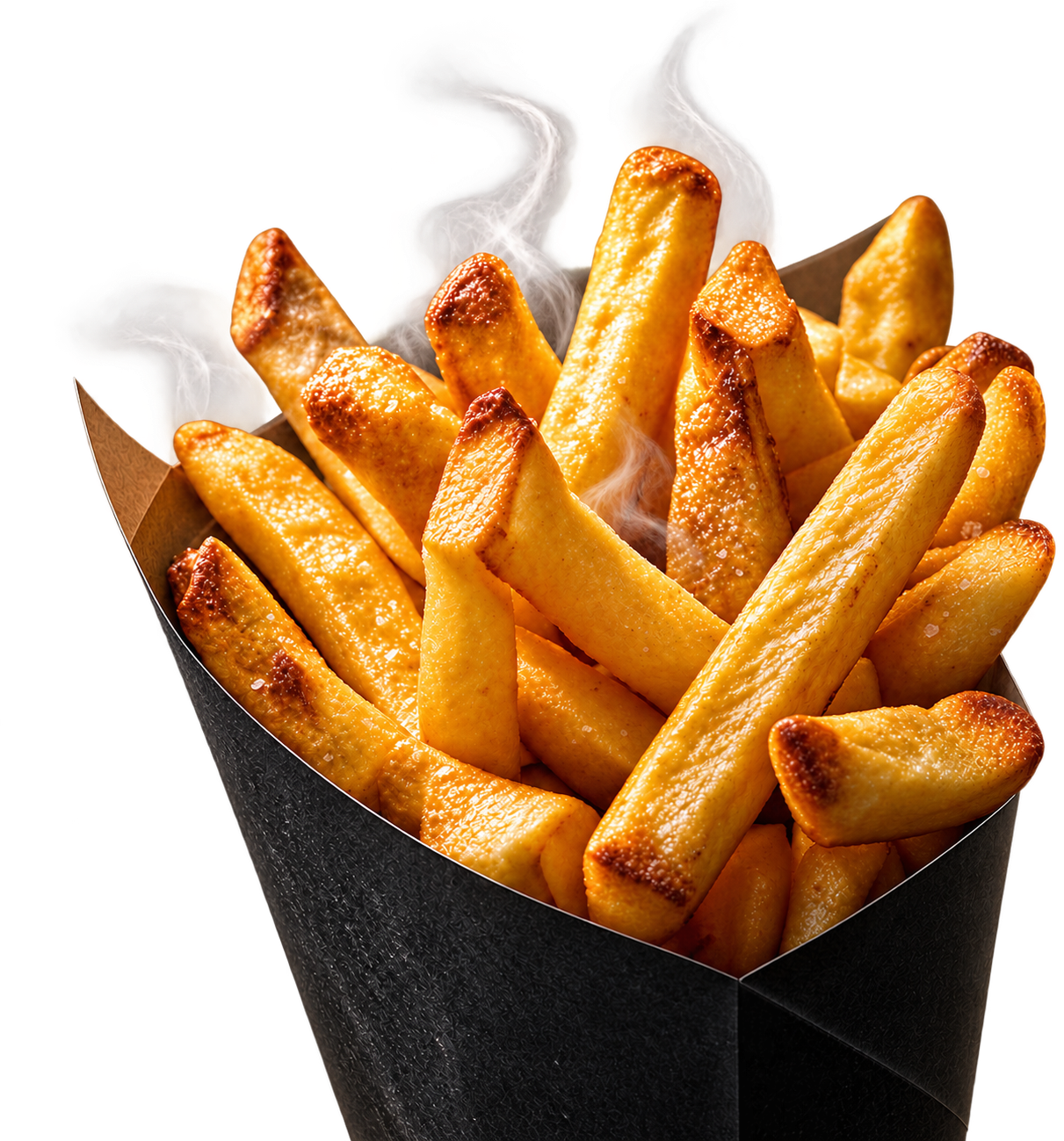 Barquette de frites fraîches et fumantes
